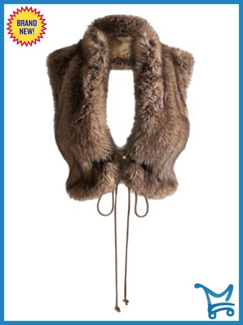 Womens Faux Fur Halter Tank Crop Top Sleeveless Backless Fuzzy Vest Clubwear